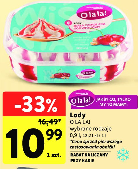 Lody biała czekolada sos wiśniowy O la la! promocja