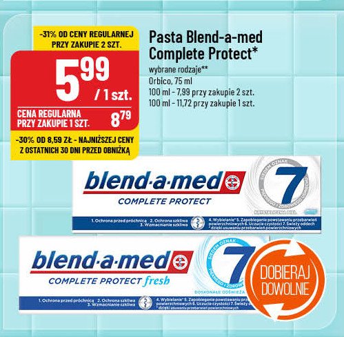 Pasta do zębów fresh Blend-a-med complete protect 7 promocja w POLOmarket