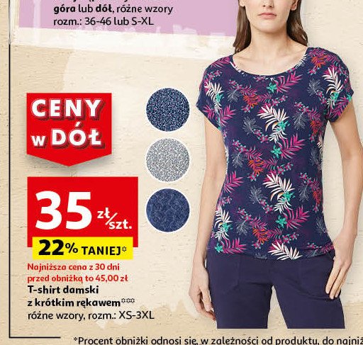 T-shirt damski z krótkim rękawem xs-3xl Auchan inextenso promocja