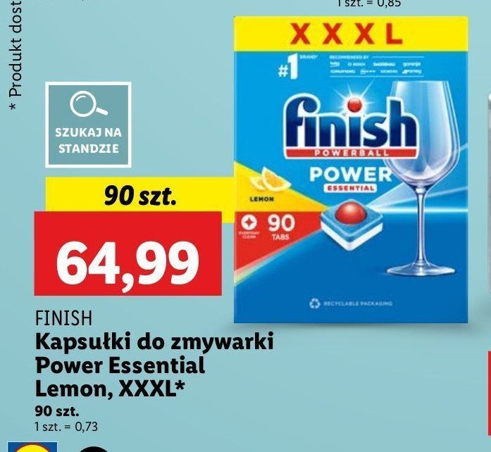 Tabletki do zmywarek lemon Finish power essential promocja w Lidl