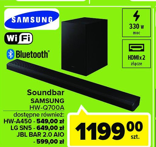 Soundbar hwh450 Samsung promocja