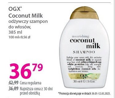 Szampon do w艂os贸w OGX COCONUT MILK promocja