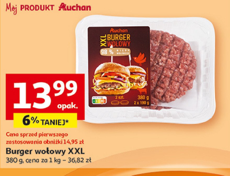 Burger wołowy Auchan promocja