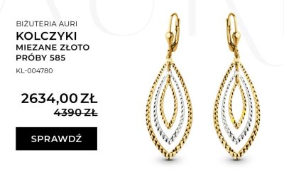 Kolczyki mieszane złoto próby 585 promocja w Briju