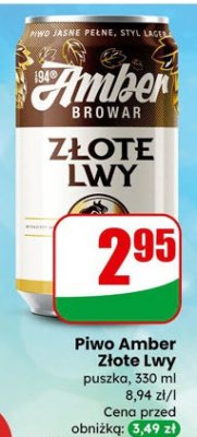 Piwo Amber Złote Lwy puszka 330 ml promocja w Dino
