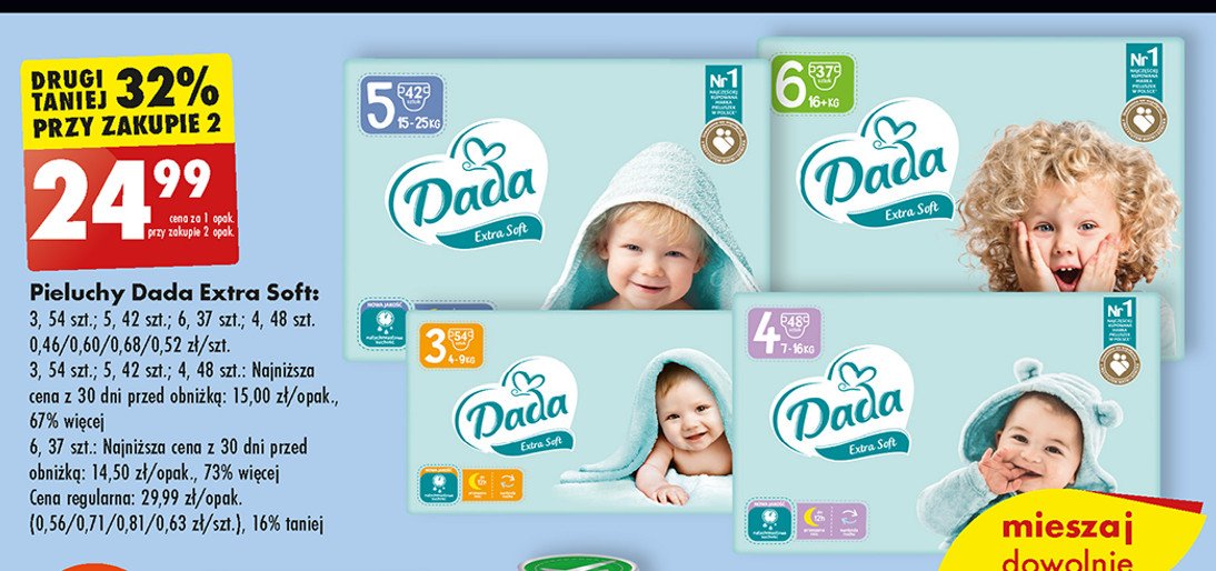 Pieluszki dla dzieci 6 Dada extra soft promocja