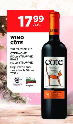 Wino Cote red semi-dry promocja