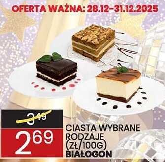 Ciasta wybrane rodzaje (zł/100g) Białogon promocja w Wafelek