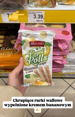 Rurki waflowe Mulino Royal Rolls banan 150g  promocja w Dino