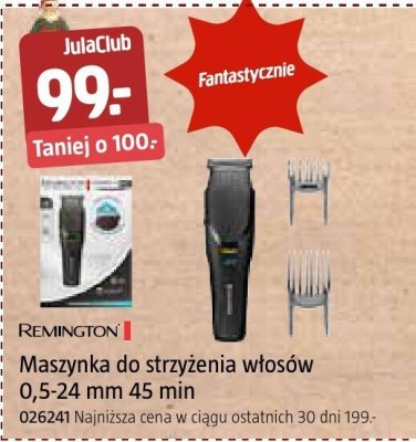 Maszynka do strzyżenia włosów Remington szczoteczka do twarzy 25 mm 45 min promocja w Jula