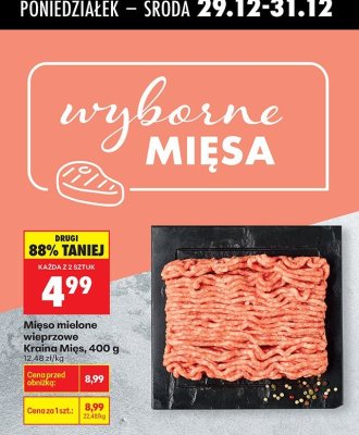 Mięso mielone wieprzowe Kraina Mięs, 400 g promocja w Biedronka