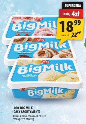 Lody Big Milk (cały asortyment) promocja w Arhelan