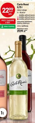 Wino Carlo Rossi różne rodzaje promocja w Żabka