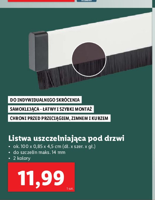 Listwa uszczelniająca pod drzwi 100 cm promocja w Kaufland