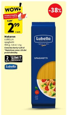 Makaron spaghetti LUBELLA 400 g, 7,48 zł / 1 kg promocja w Intermarche