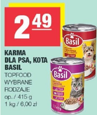 Karma dla psa, kota Basil Topfood wybrane rodzaje promocja w SPAR