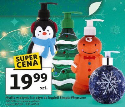 Mydło w płynie lub płyn do kąpieli Simple Pleasures promocja w Auchan