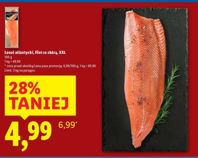 Łosoś atlantycki filet ze skórą XXL promocja w Lidl