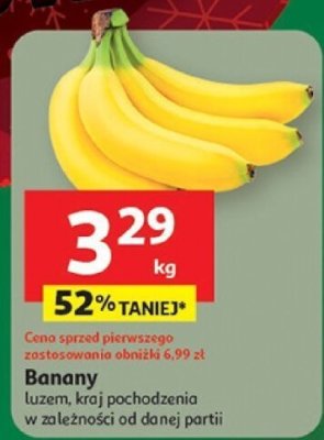 Banany luzem, kraj pochodzenia w zależności od danej partii promocja w Auchan