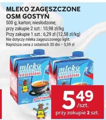 Mleko zagęszczone OSM Gostyń promocja w Stokrotka