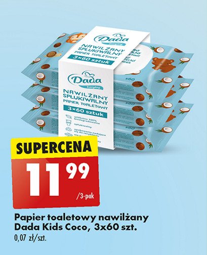 Papier toaletowy nawilżany kokos Dada promocja w Biedronka