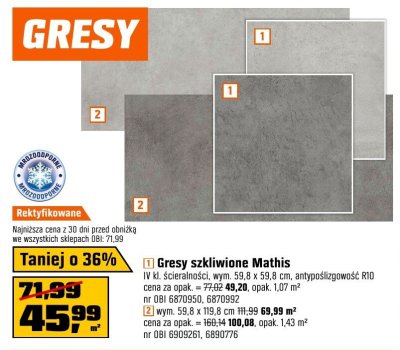 Gresy szkliwione Mathis promocja w OBI