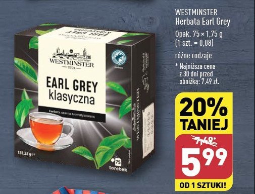 Herbata Westminster earl grey promocja