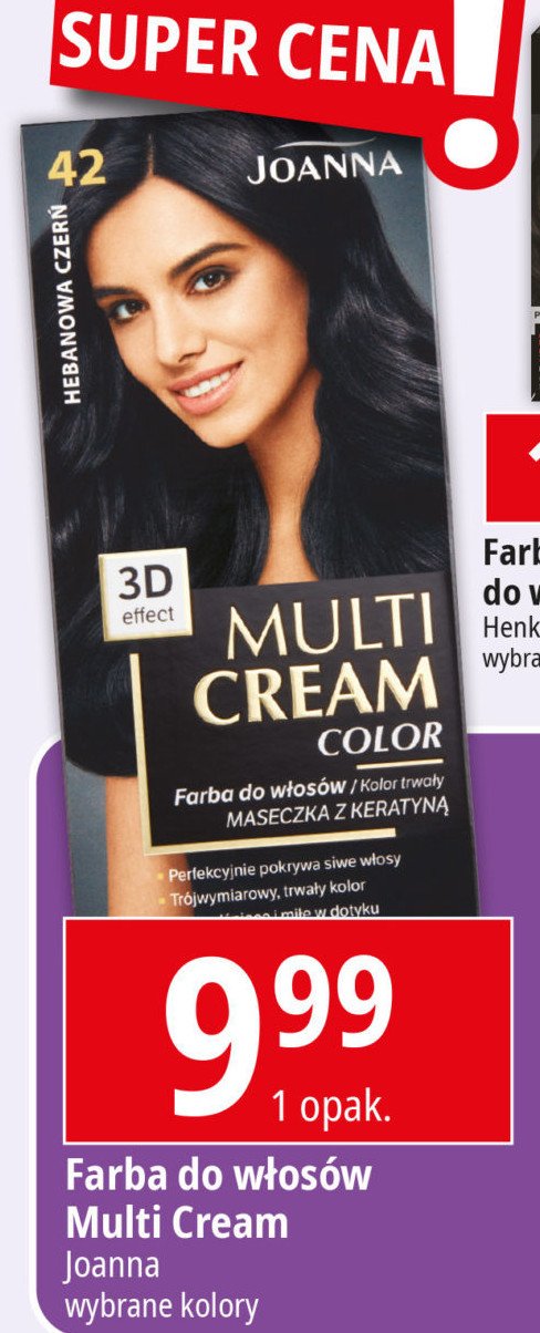 Farba do włosów 42 hebanowa czerń Joanna multi cream color promocja