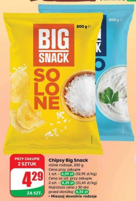 Chipsy Big Snack różne rodzaje promocja w Dino