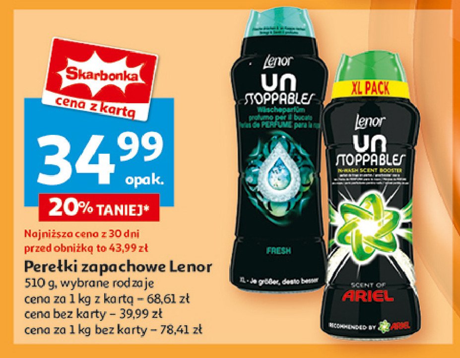 Perełki zapachowe ariel Lenor unstoppables promocja