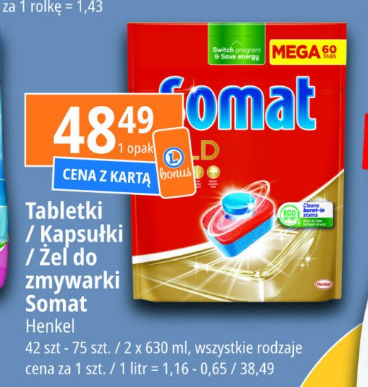 Żel do zmywarki SOMAT EXCELLENCE DUO-GEL promocja