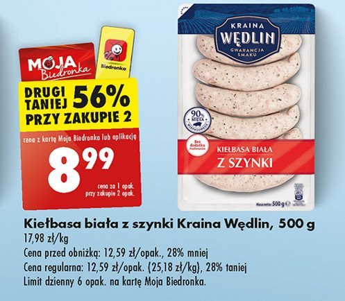 Kiełbasa biała z szynki Kraina wędlin promocja