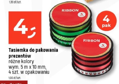 Tasiemka do pakowania prezentów różne kolory 5 m x 10 mm, 4 szt. w opakowaniu promocja w Dealz