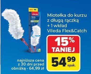 Miotełka do kurzu z długą rączką + 1 wkład Vileda Flex&Catch najniższa cena z 30 dni przed obniżką - 64,99 zł promocja w Carrefour