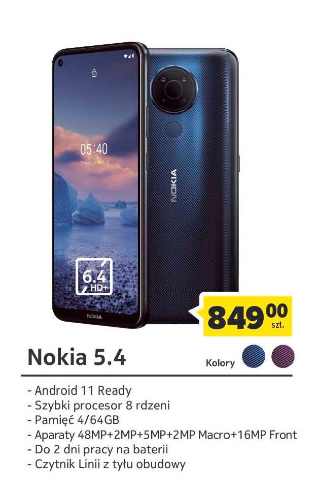 Smartfon 5.4 fioletowy Nokia promocja