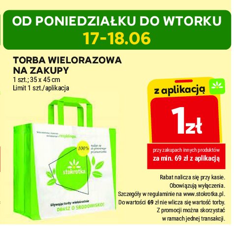 Torba zakupowa 35 x 45 cm STOKROTKA promocja