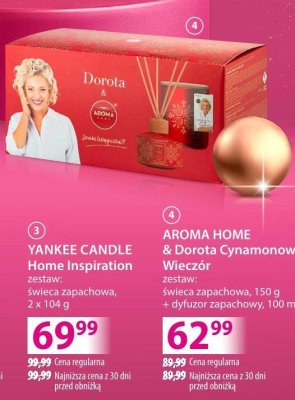 Zestaw AROMA HOME & Dorota Cynamonowy Wieczór świeca zapachowa, 150 g + dyfuzor zapachowy, 100 ml promocja w Hebe