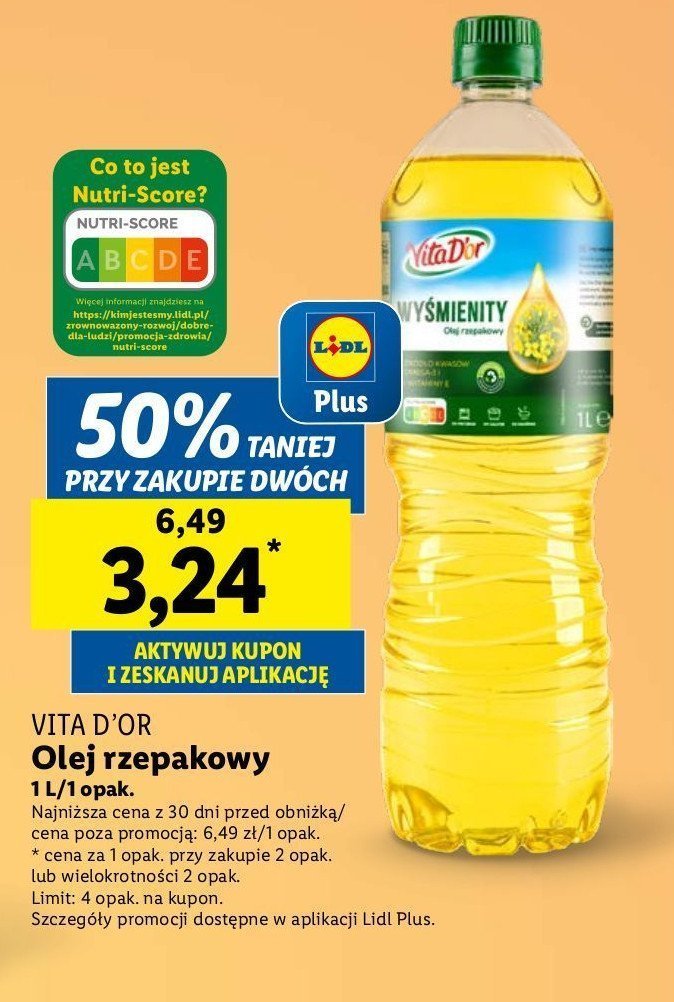 Olej rzepakowy Vita d'or promocja