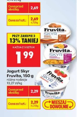 Jogurt Skyr Fruvita, 150 g promocja w Biedronka