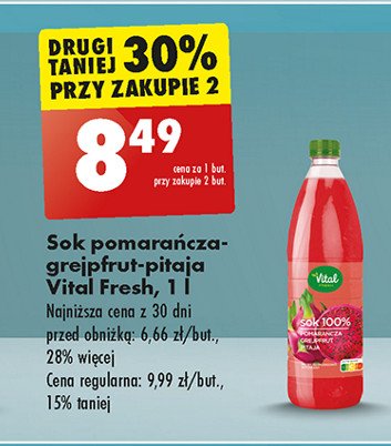 Sok pomarańcza-grejpfrut-pitaja Vital fresh promocja