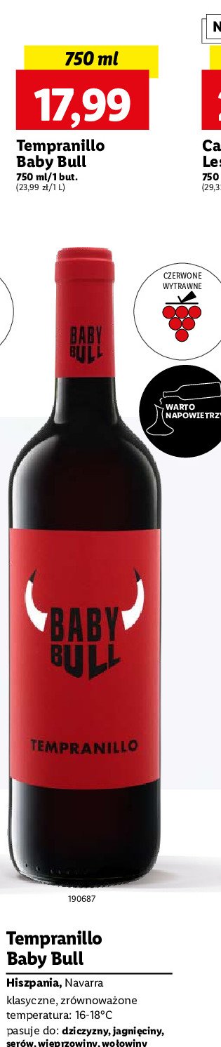 Wino Baby bull tempranillo promocja