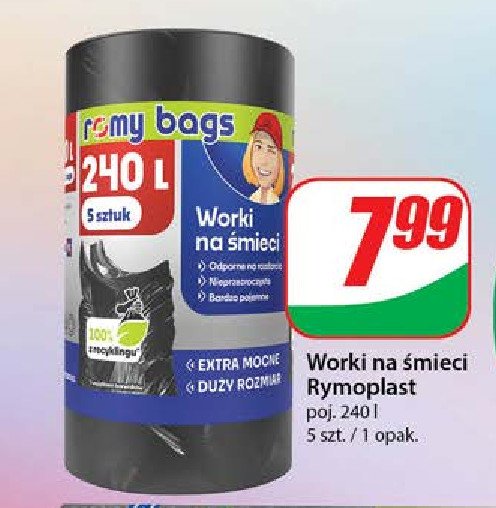 Worki na śmieci 240 l Rymoplast promocja w Dino