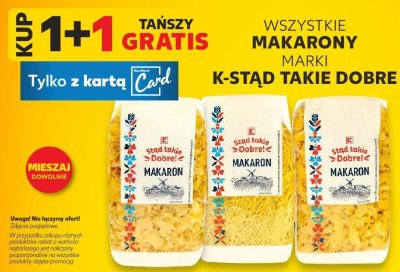 Makaron wszystkie rodzaje 1+1 GRATIS promocja w Kaufland