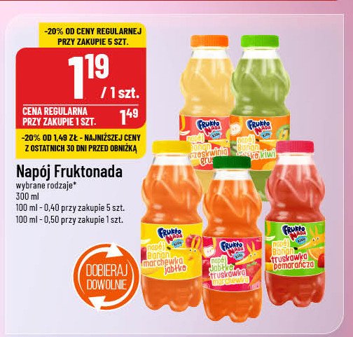 Napój jabłko banan kiwi Fruktonada promocja