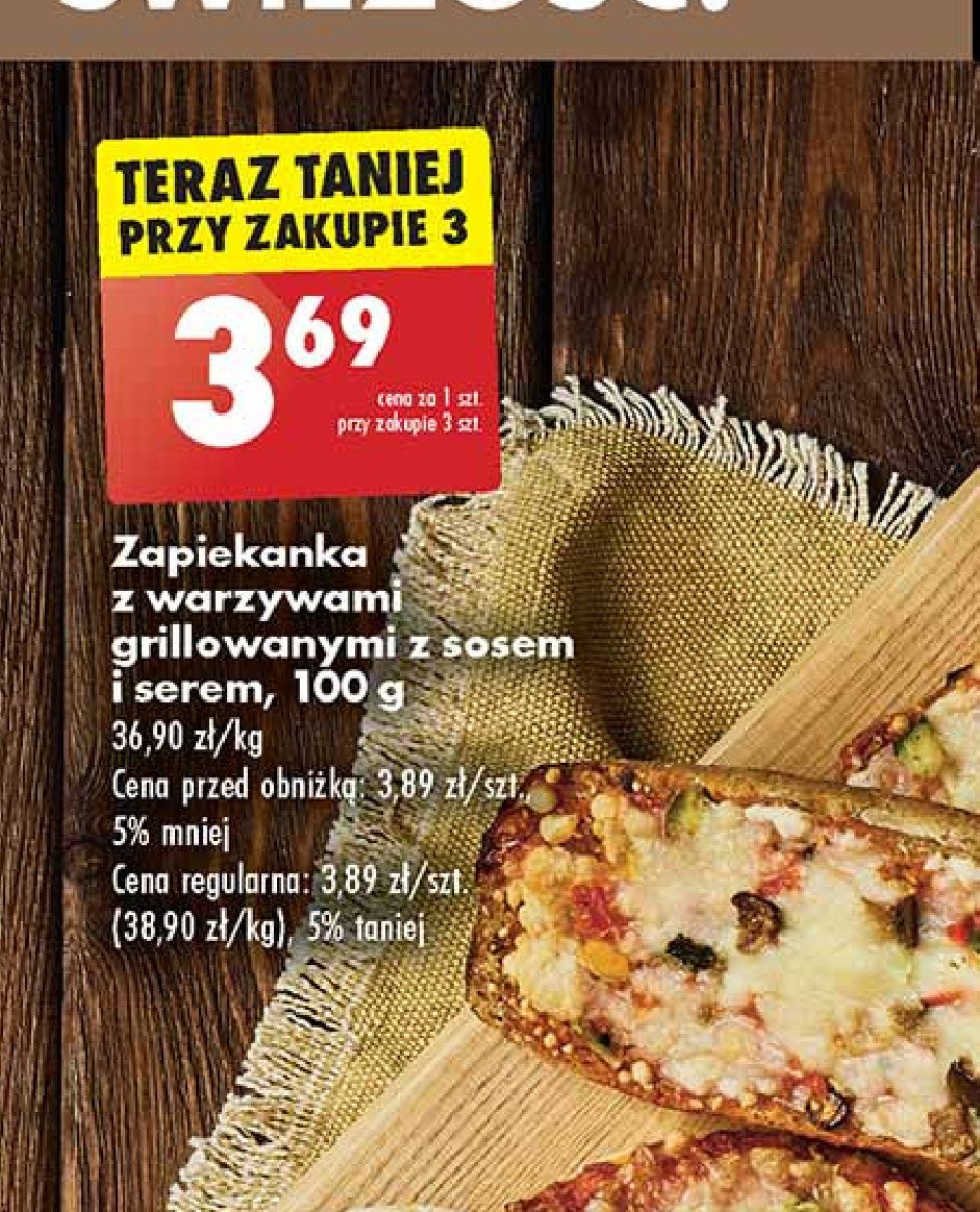 Zapiekanka mini z warzywami grillowanymi z sosem i serem promocja