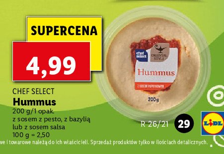 Hummus z sosem z pesto Chef select promocja