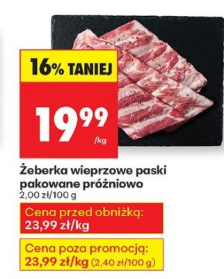 Żeberka wieprzowe paski pakowane próżniowo promocja w Biedronka