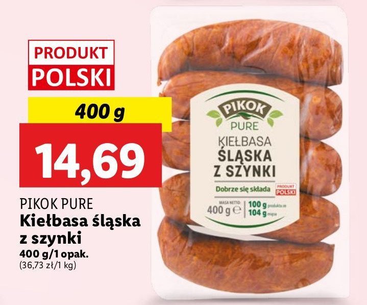 Kiełbasa śląska z szynki Pikok pure promocja