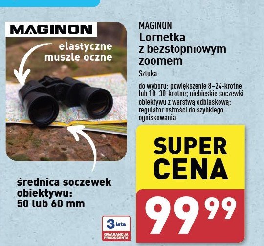 Lornetka z bezstopniowym zoomem 10-30 x 60 ff Maginon promocja