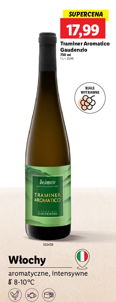 Wino Traminer aromatico gaudenzio promocja w Lidl